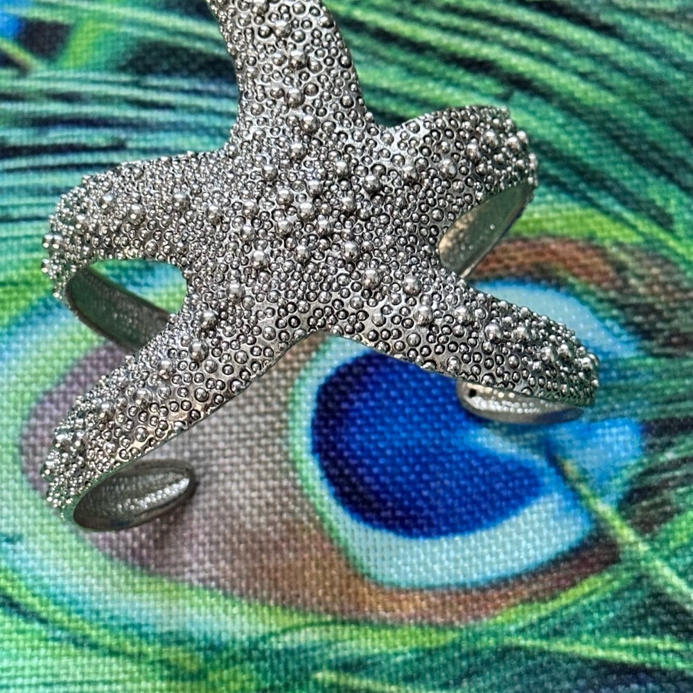 Vintage Silver Starfish Cuff Bracelet